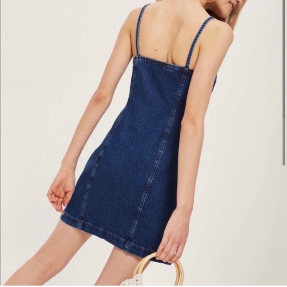 EUC Topshop Moto Zip Front Denim Dress - Picture 2 of 7